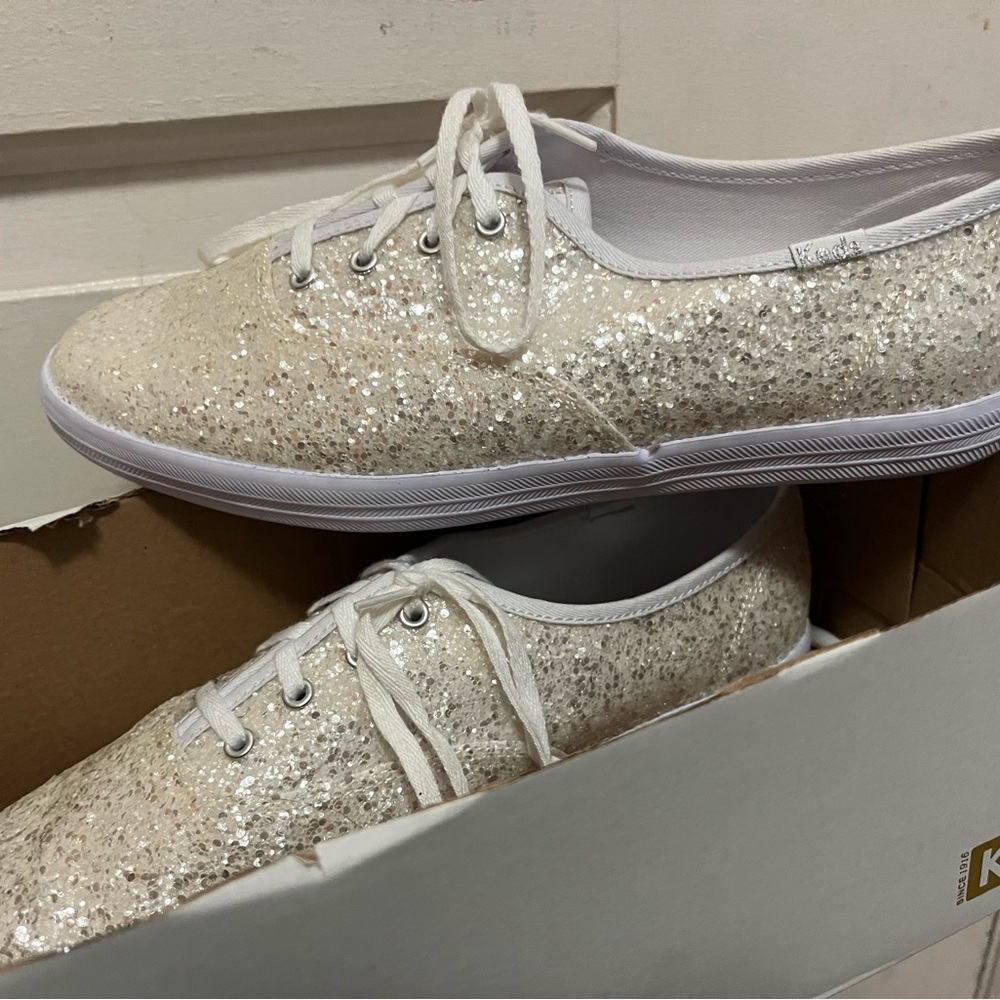 Keds Women's Glitter Sneakers - Cream Size 8.5 W